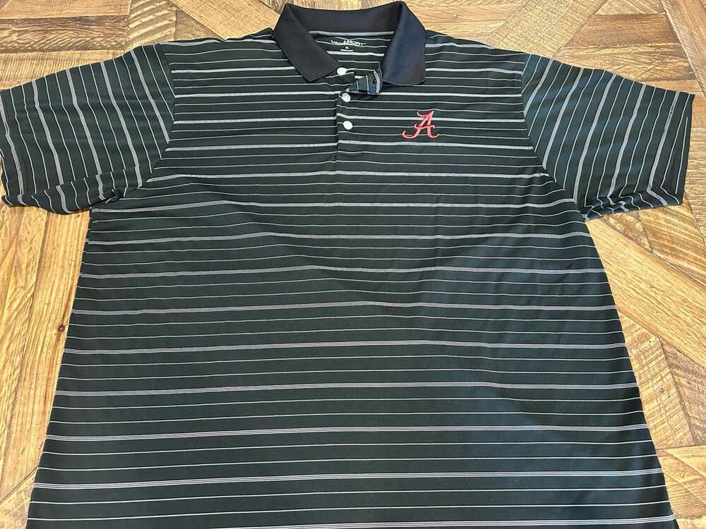 Vansport Alabama Crimson Tide Striped Polo Size XL Black Performance